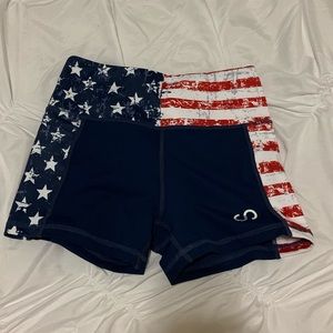 Curves and combat boots American flag shorts